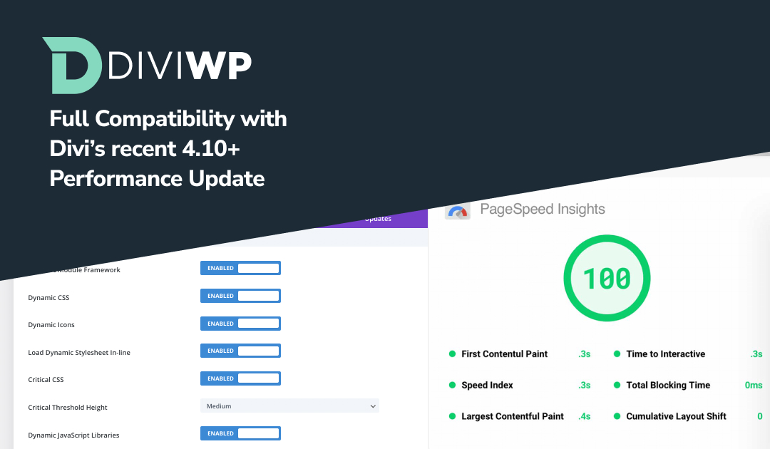 DiviWP Layouts and Sections are fully compatible with the Divi 4.10+ Performance Update
