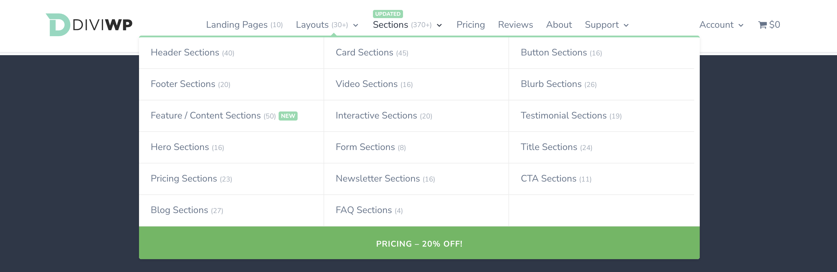 You can apply the following pills to your menu items using a combination of HTML and CSS