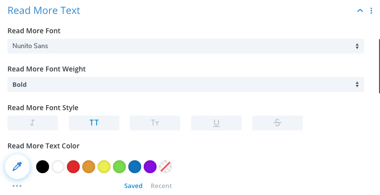 Module Settings → Design → Read More Text