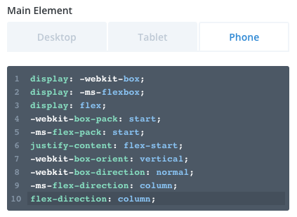 In this instance the second column has Custom CSS applied in the form of flexbox properties. Here are the settings at…
