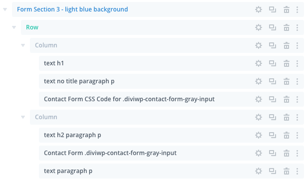 In the layers view below, you can see the Custom CSS module is targeting the Contact Form Module with a custom class of…