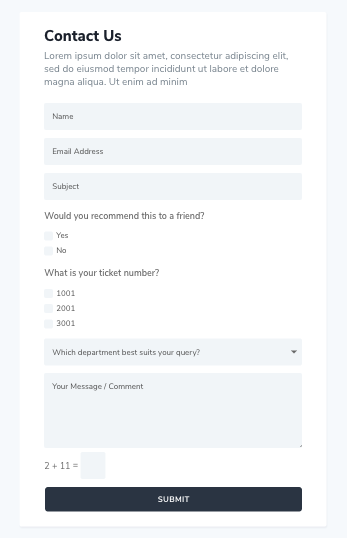 The CSS enables the form to format beautifully across tablet and mobile views