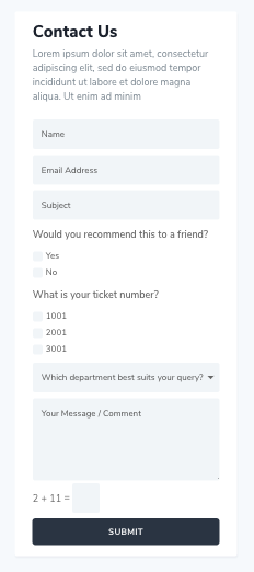 The CSS enables the form to format beautifully across tablet and mobile views