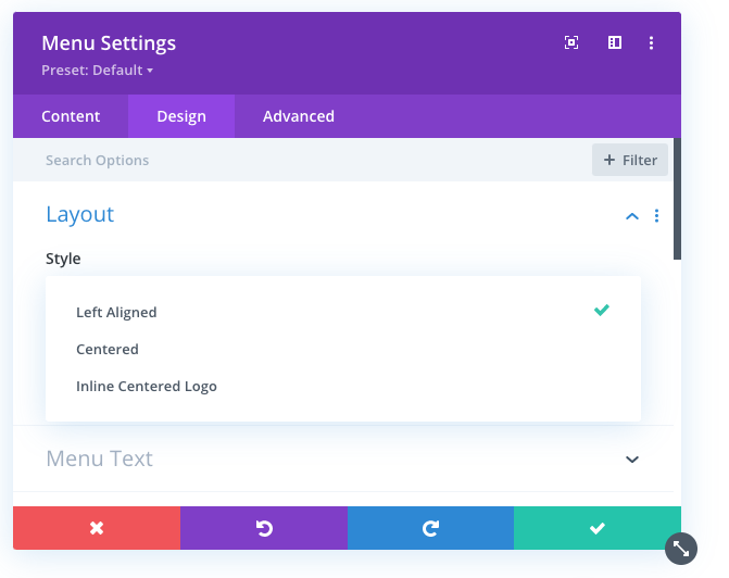 As of Divi 4.6, the Menu Module does not (yet) include "Right Aligned" in it's Style drop-down