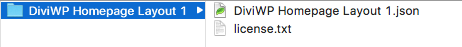Here's an example of the DiviWP Homepage Layout 1.zip file unzipped