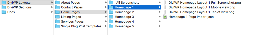 Screenshots of the folder with the Home Pages selected to show you an example of what's included