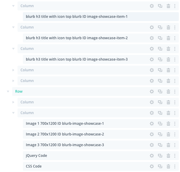 Each blurb module can be customised along with the corresponding image