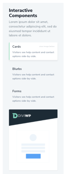 This Interactive section displays and hides images depending on which blurb module is clicked