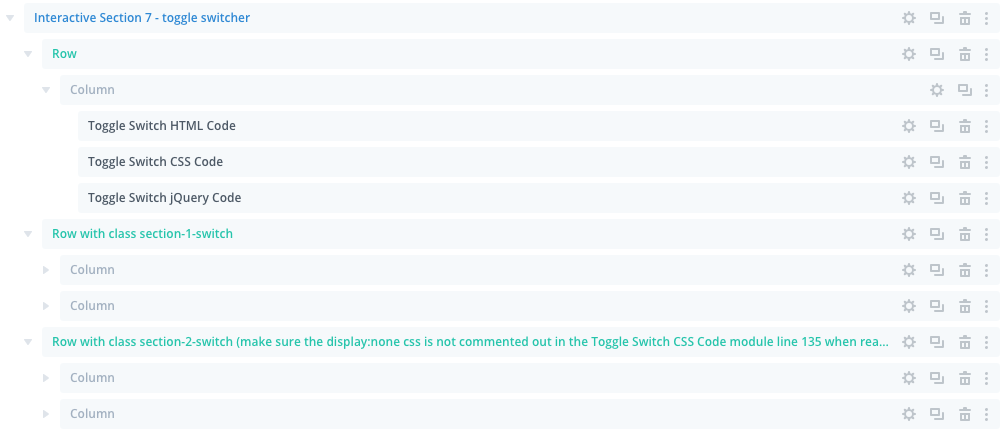 Here is the Layer view of this interactive section