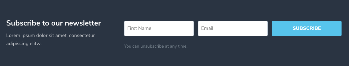 Newsletter Section 12, 14 and 16 - Email Optin Modules