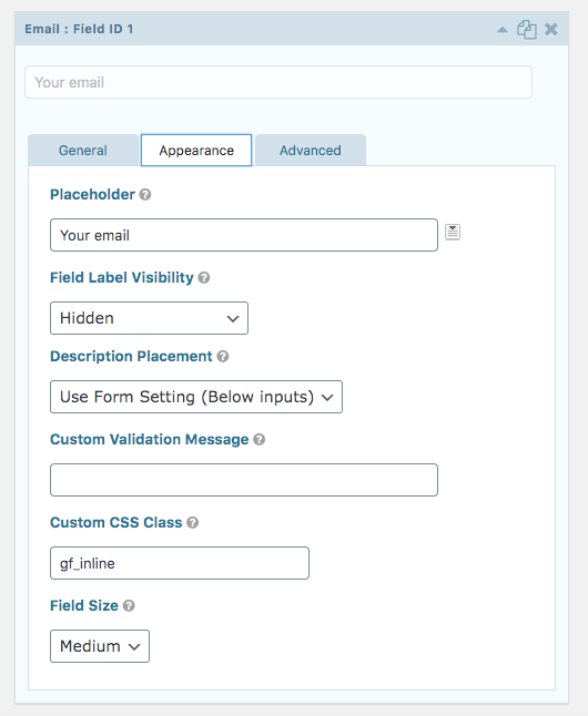 And the settings below for your email field
