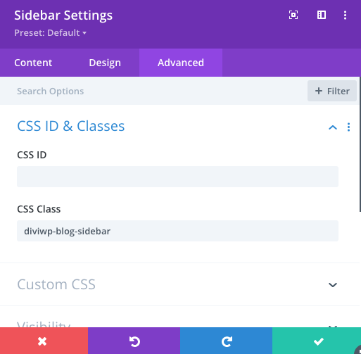 The Categories and Archives UI uses a Sidebar Module with a custom class set via Module Settings → Advanced → CSS ID and…